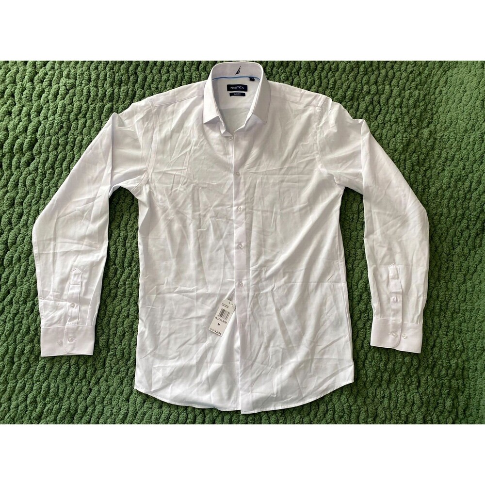 Nautica Mens Slim Fit Button Up Long Sleeve Shirt M  15-15.5  34/35 NWT  $80